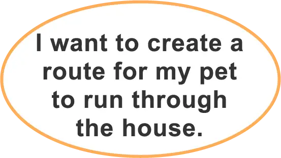 I want to create a route for my pet to run through the house.